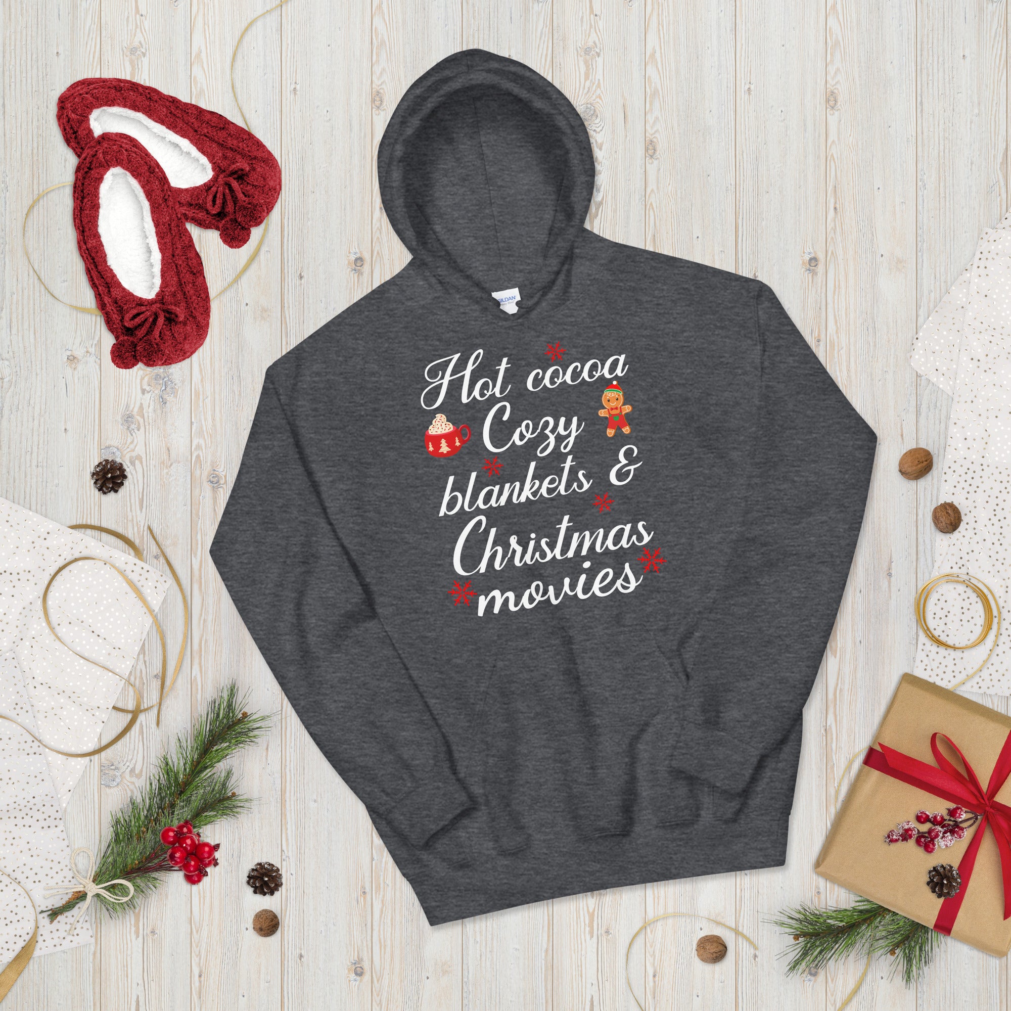 Christmas Hoodie, Hot Cocoa Cozy Blankets Christmas Movies, Winter Hoodie, Holiday Hoodie, Cocoa Hoodie, Xmas Cozy Hoodie, Merry Christmas