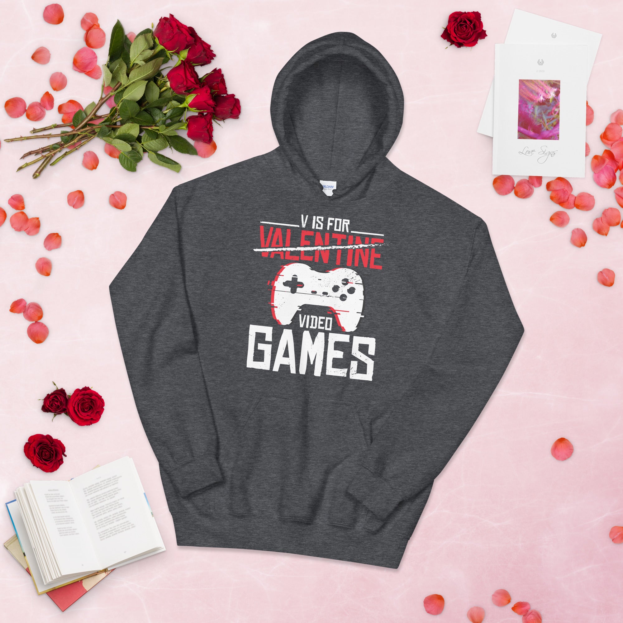 V Is For Video Games Hoodie, Video Game Hoodie, Gift For Gamer, Game Lover Shirt, Gaming TShirt, Funny Gaming Shirts, Anti Valentines Hoodie - Madeinsea©