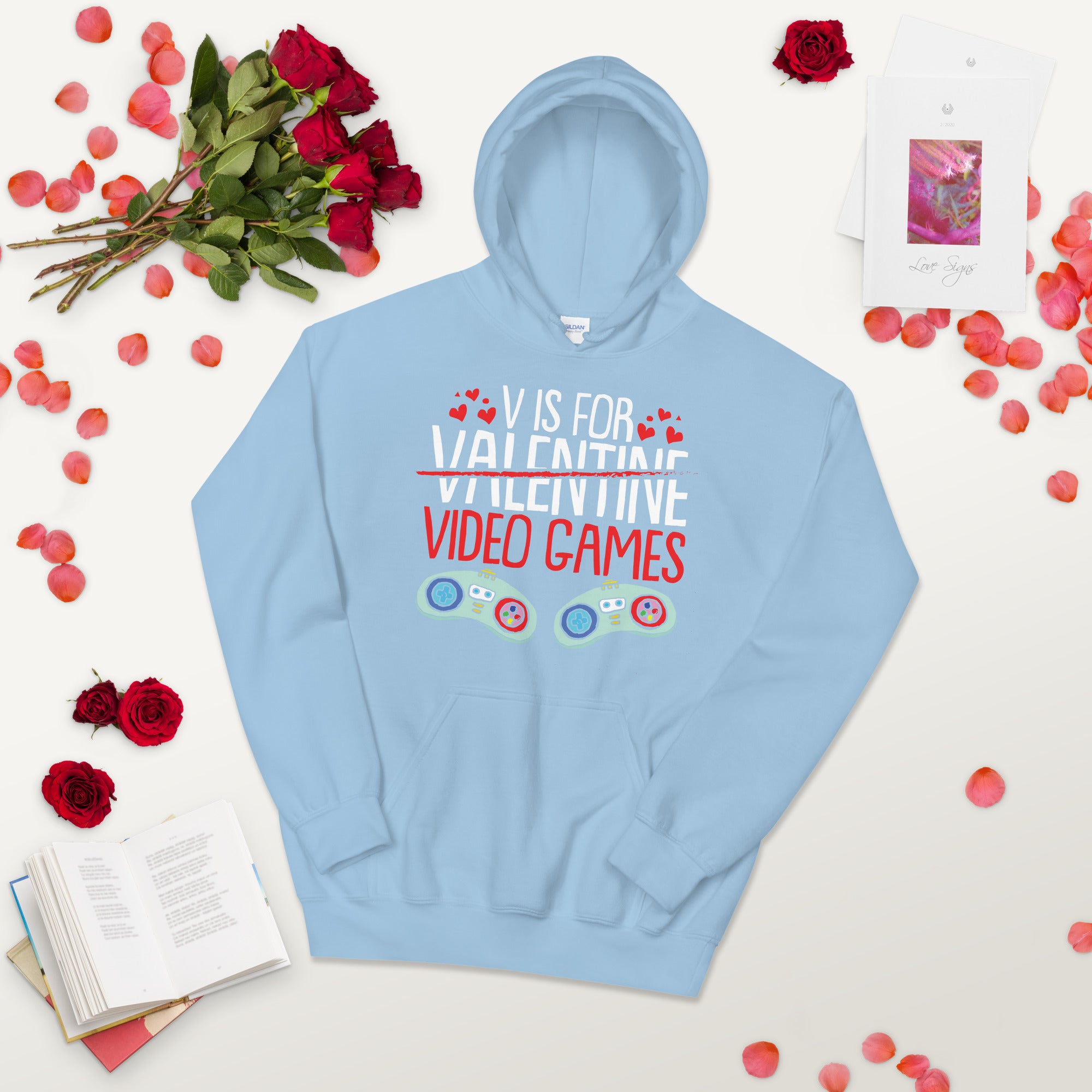 V Is For Video Games, Video Game Hoodie, Gifts For Gamers, Gaming Lover Shirt, Gaming Hoodie, Valentines Day Gaming Hoodie, Funny Gamer Gift - Madeinsea©