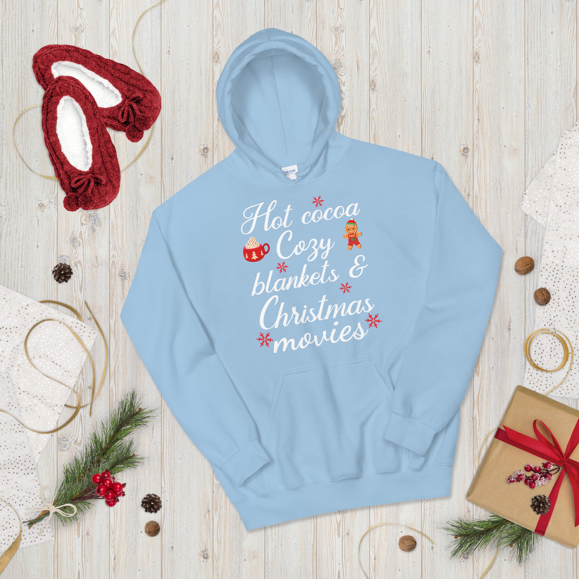 Christmas Hoodie, Hot Cocoa Cozy Blankets Christmas Movies, Winter Hoodie, Holiday Hoodie, Cocoa Hoodie, Xmas Cozy Hoodie, Merry Christmas - Madeinsea©