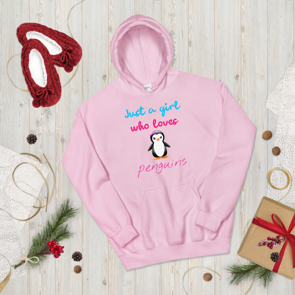 Sudadera con capucha de pingüino, regalo de pingüino, sudadera con capucha Just A Girl Who Loves Penguins, regalo del acuario del zoológico, sudadera con capucha amante de los pingüinos, sudadera con capucha de pingüino para mujer