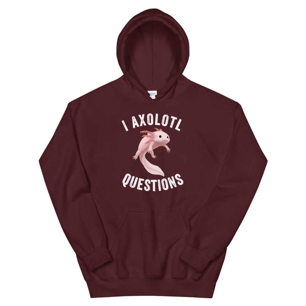 I axolotl questions, Axolotl Fish Hoodie, Axolotl Lover Gift, Cute Axolotl Hoodie, Axolotl Hoodie, Animal Lover Hoodie, Mexican walking fish