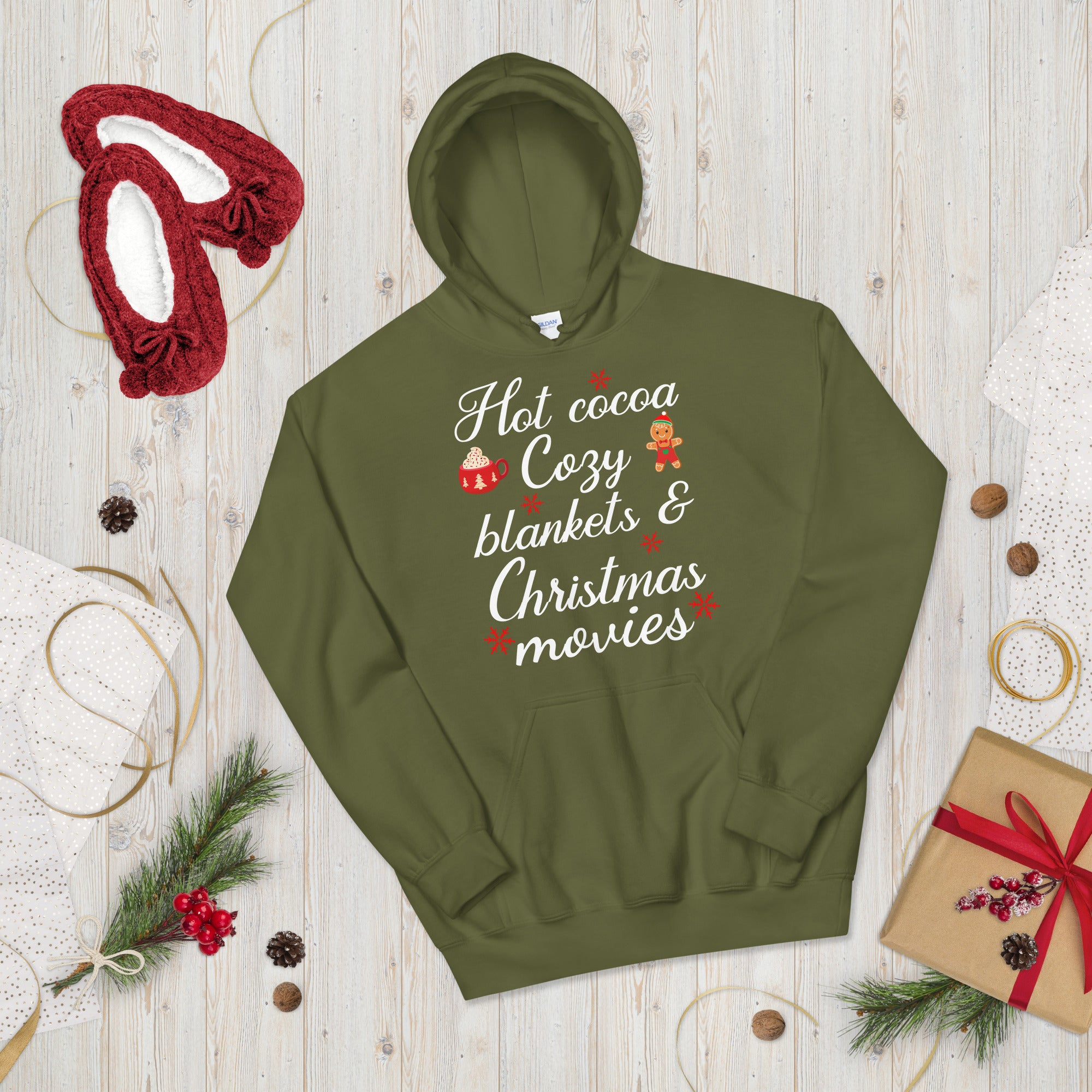 Christmas Hoodie, Hot Cocoa Cozy Blankets Christmas Movies, Winter Hoodie, Holiday Hoodie, Cocoa Hoodie, Xmas Cozy Hoodie, Merry Christmas - Madeinsea©