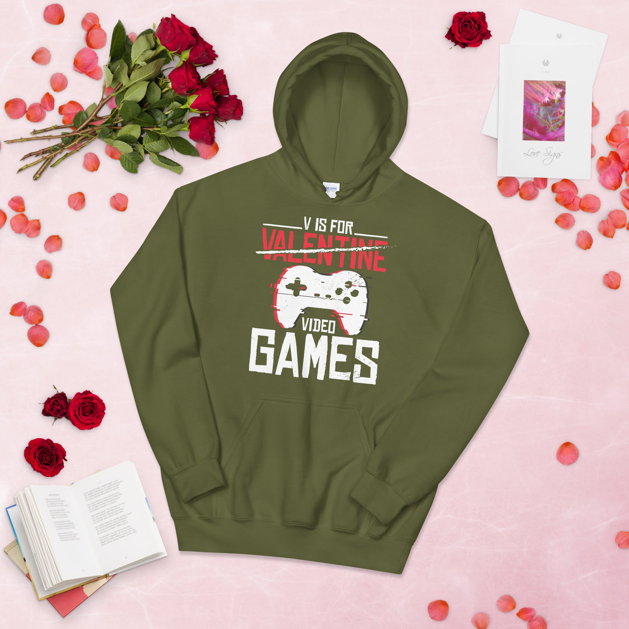 V Is For Video Games Hoodie, Video Game Hoodie, Gift For Gamer, Game Lover Shirt, Gaming TShirt, Funny Gaming Shirts, Anti Valentines Hoodie - Madeinsea©