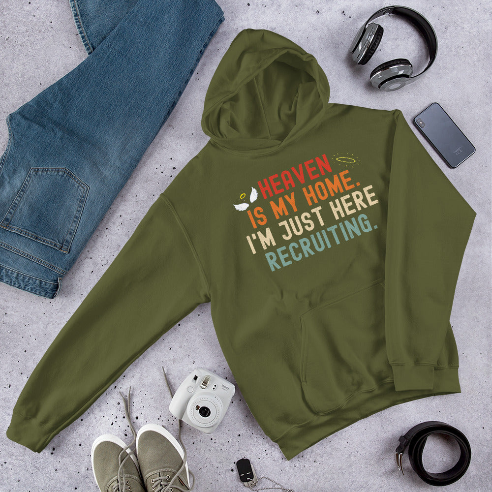 Heaven Is My Home I&#39;m Just Here Recruiting Hoodie, Jesus Christian Hoodie, Priest Gifts, Heaven Shirt, Funny Religious Sweater, Jesus Christ - Madeinsea©