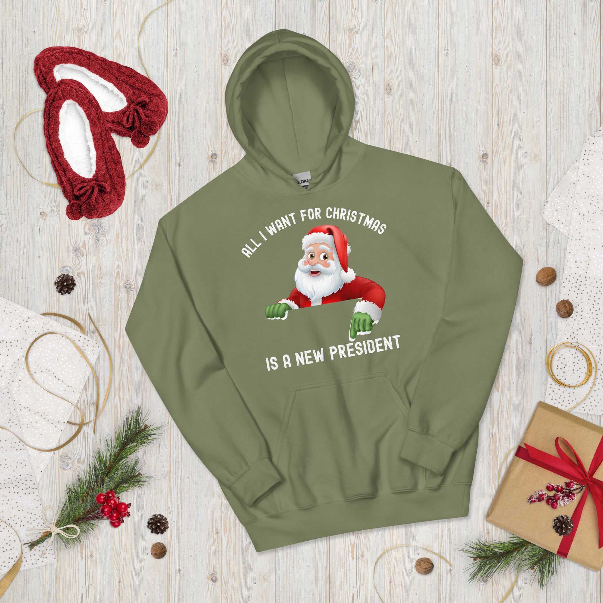 All I Want For Christmas Is A New President, Republican Christmas Hoodie, Xmas Conservative Hoodie, Impeach Biden Shirt, FJB Gift Hoodie - Madeinsea©