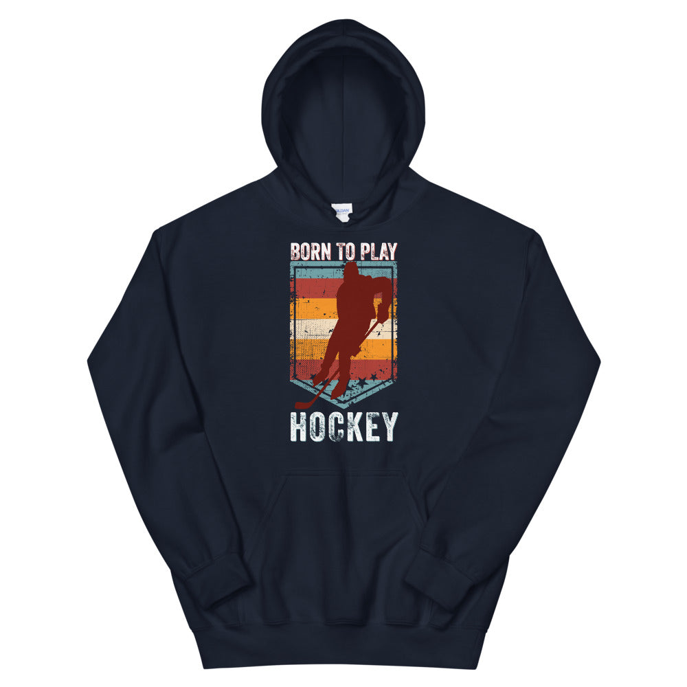 Sudadera con capucha divertida de hockey sobre hielo, sudadera con capucha unisex de hockey sobre hielo, sudadera con capucha nacida para jugar al hockey, sudadera con capucha retro vintage de hockey sobre hielo, regalo de jugador de hockey sobre hielo