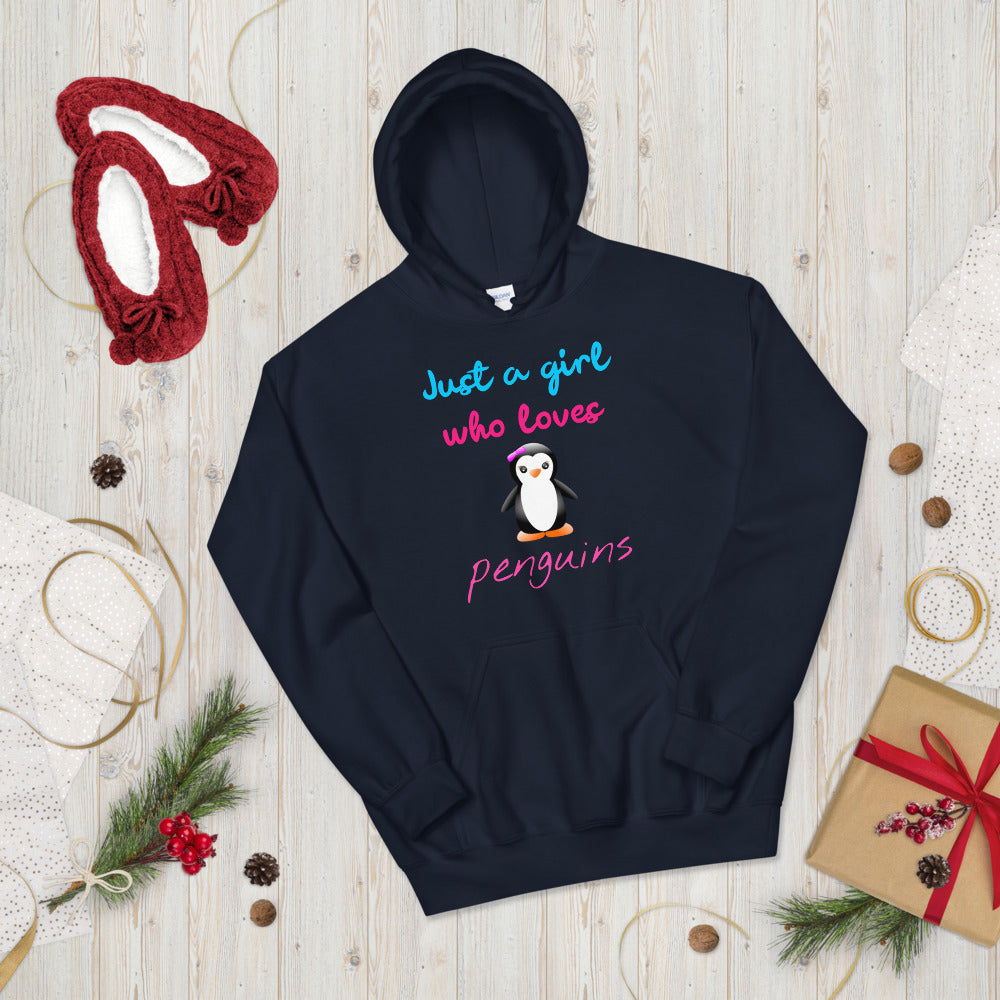 Sudadera con capucha de pingüino, regalo de pingüino, sudadera con capucha Just A Girl Who Loves Penguins, regalo del acuario del zoológico, sudadera con capucha amante de los pingüinos, sudadera con capucha de pingüino para mujer