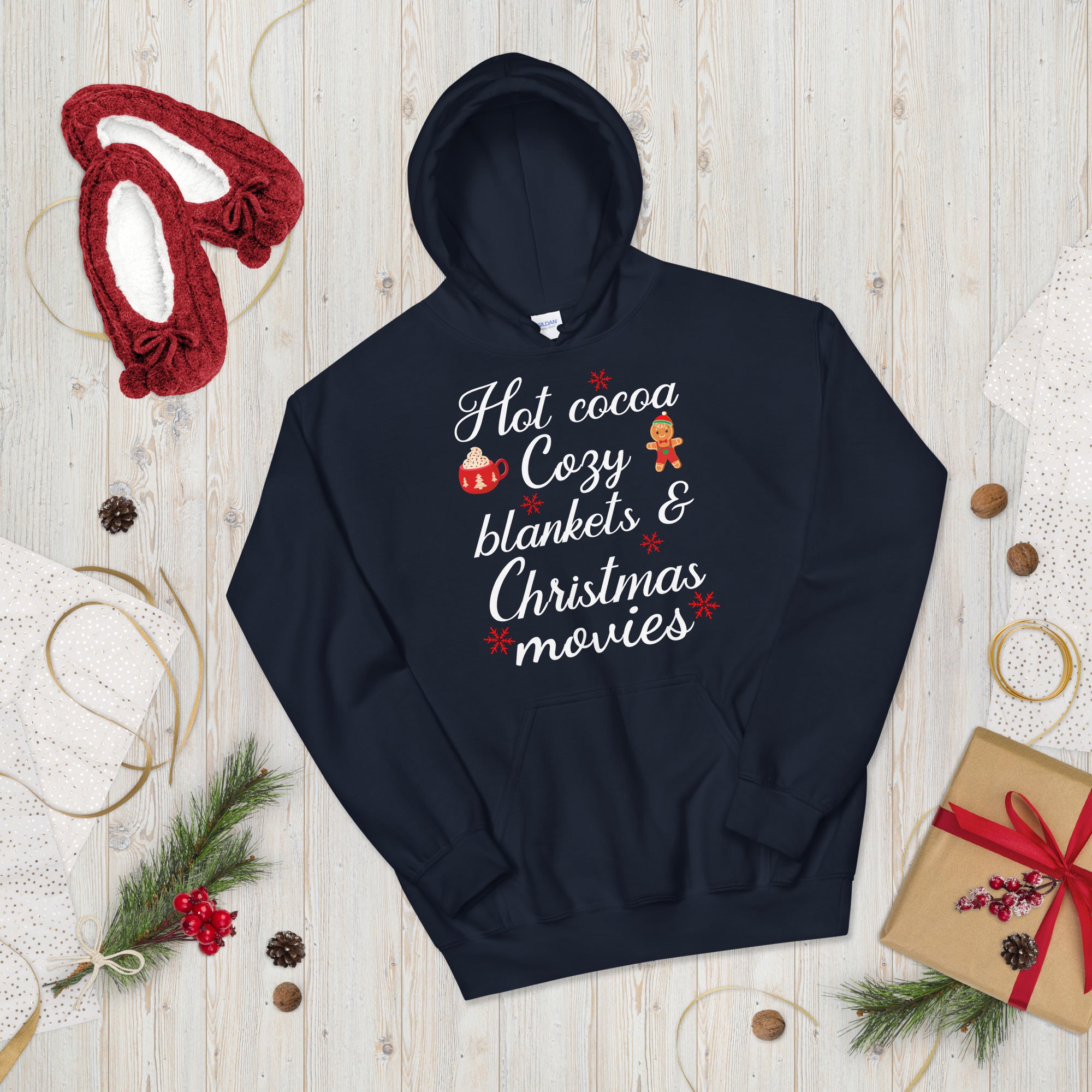 Christmas Hoodie, Hot Cocoa Cozy Blankets Christmas Movies, Winter Hoodie, Holiday Hoodie, Cocoa Hoodie, Xmas Cozy Hoodie, Merry Christmas - Madeinsea©