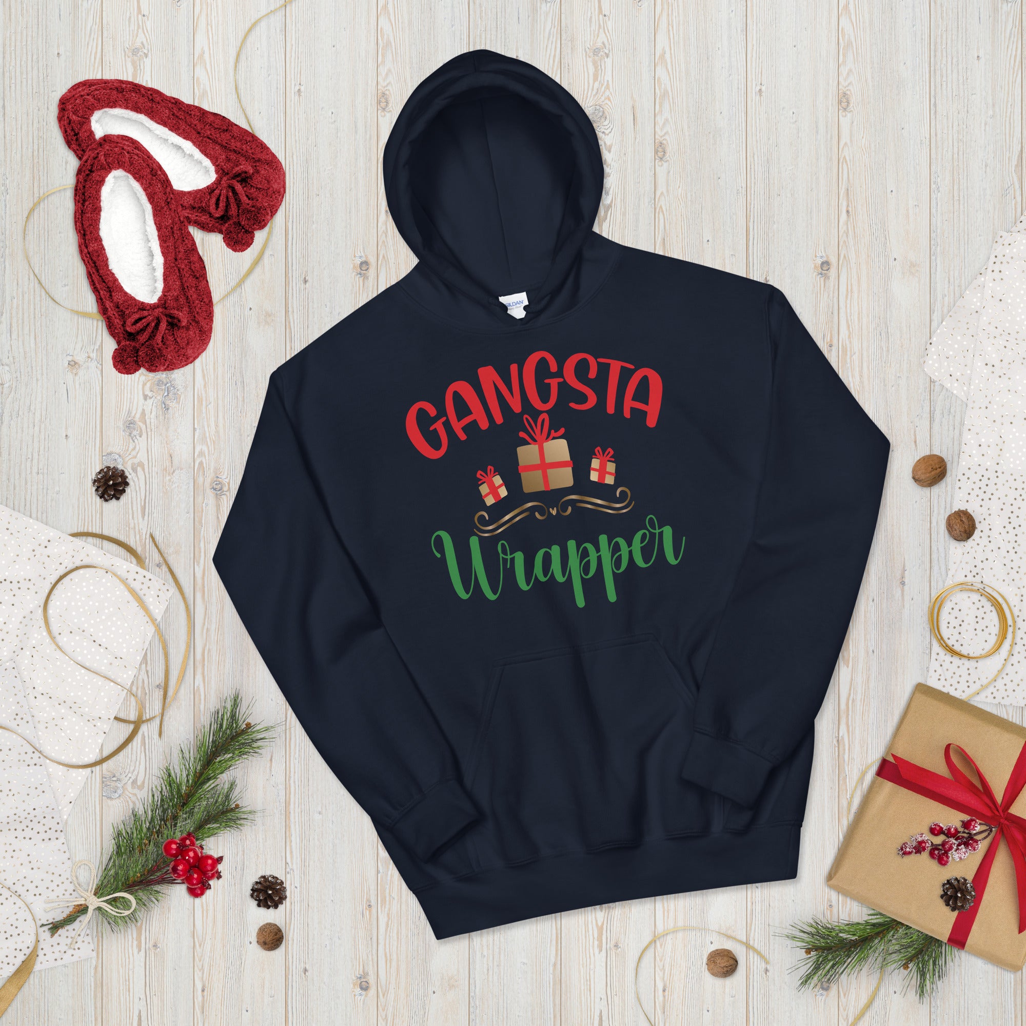 Gangsta Wrapper Hoodie, Christmas Gift, Cute Christmas Hoodie, Christmas Hoodie, Couple Christmas Hoodie, Funny Christmas Hoodie - Madeinsea©