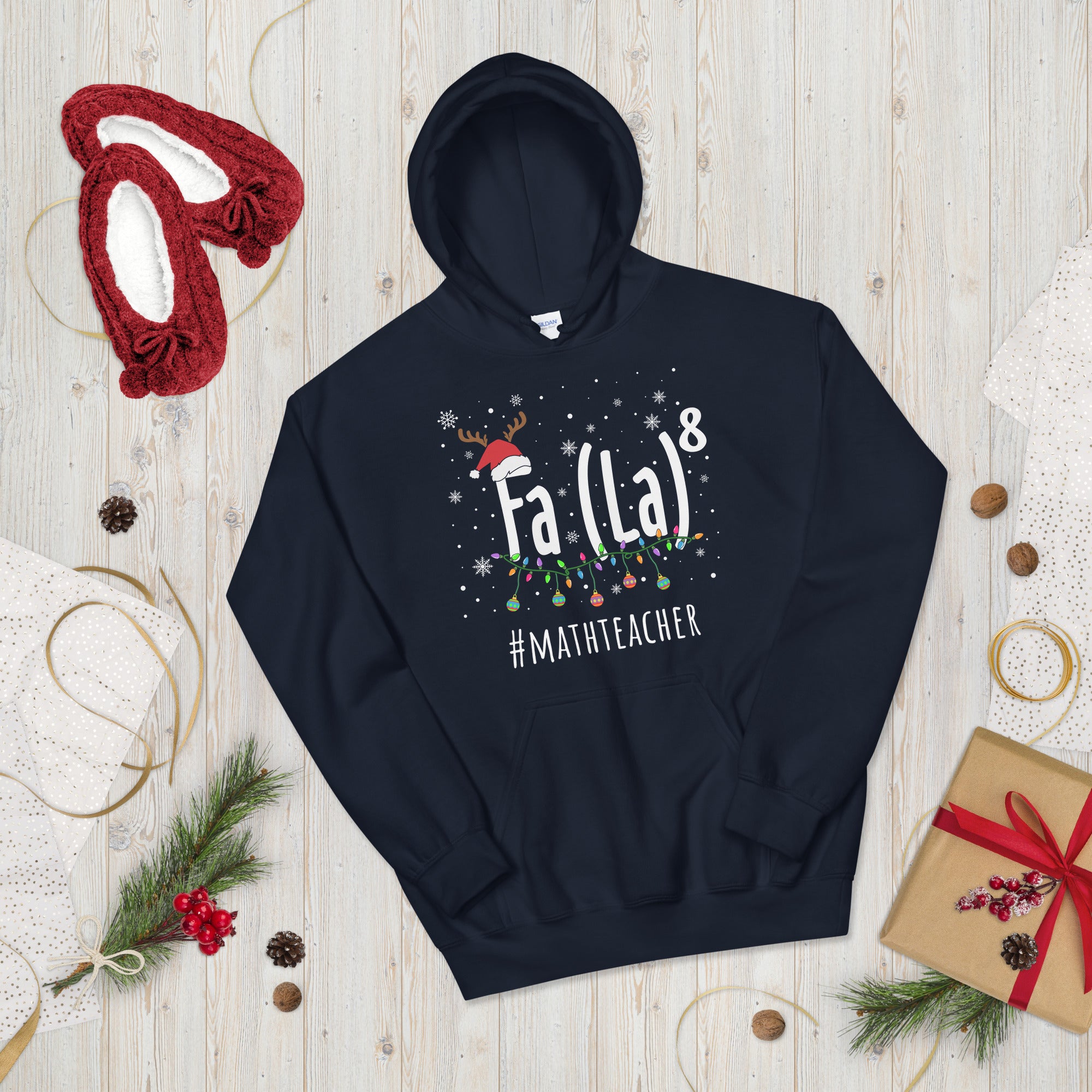 Math Teacher Christmas Hoodie, Fa La Funny Math Hoodie, Fa La 8, Christmas Teacher Gift, Xmas Math Teacher Hoodie, Holiday Apparel - Madeinsea©