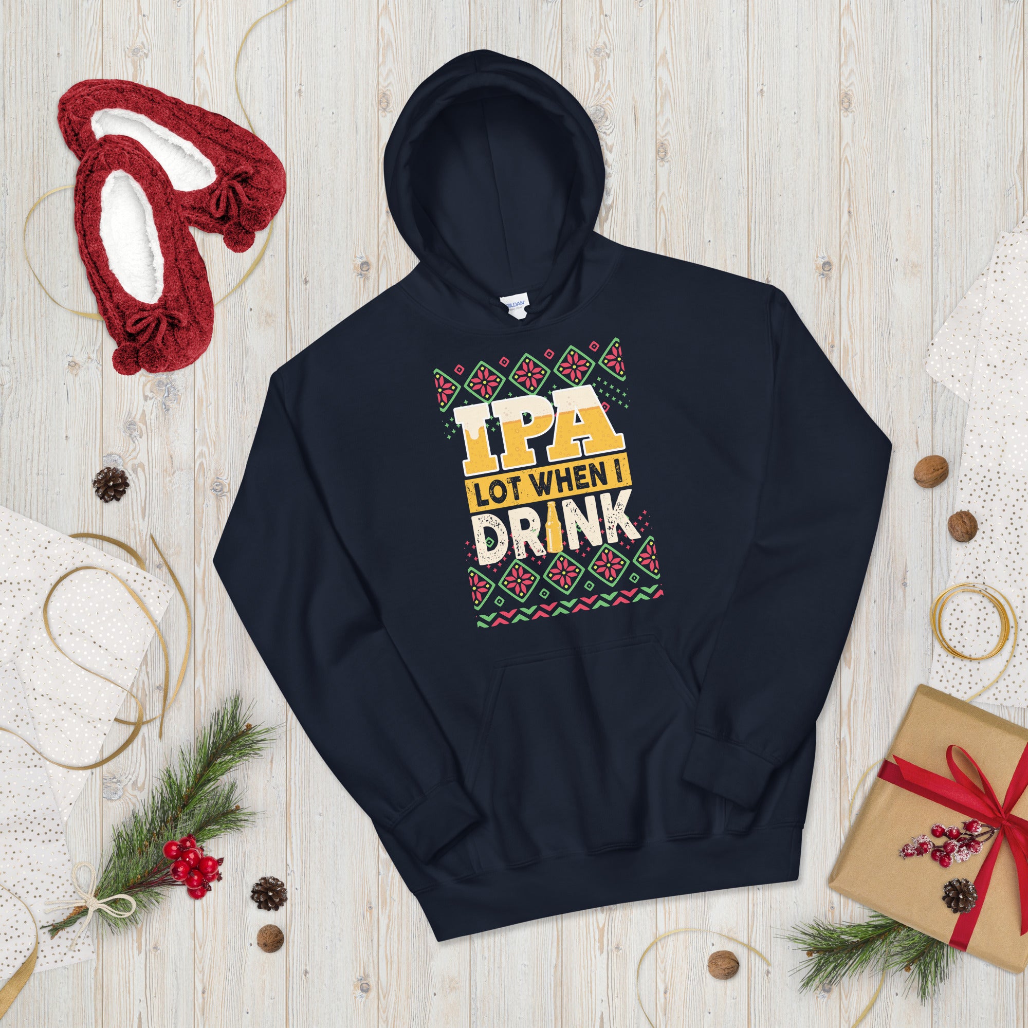 Funny Ugly Christmas Hoodie For Men IPA Beer Lover Xmas Gift Craft Beer Hoodie Home Brewer Shirt Christmas Beer Hoodie IPA Hooded Sweater - Madeinsea©