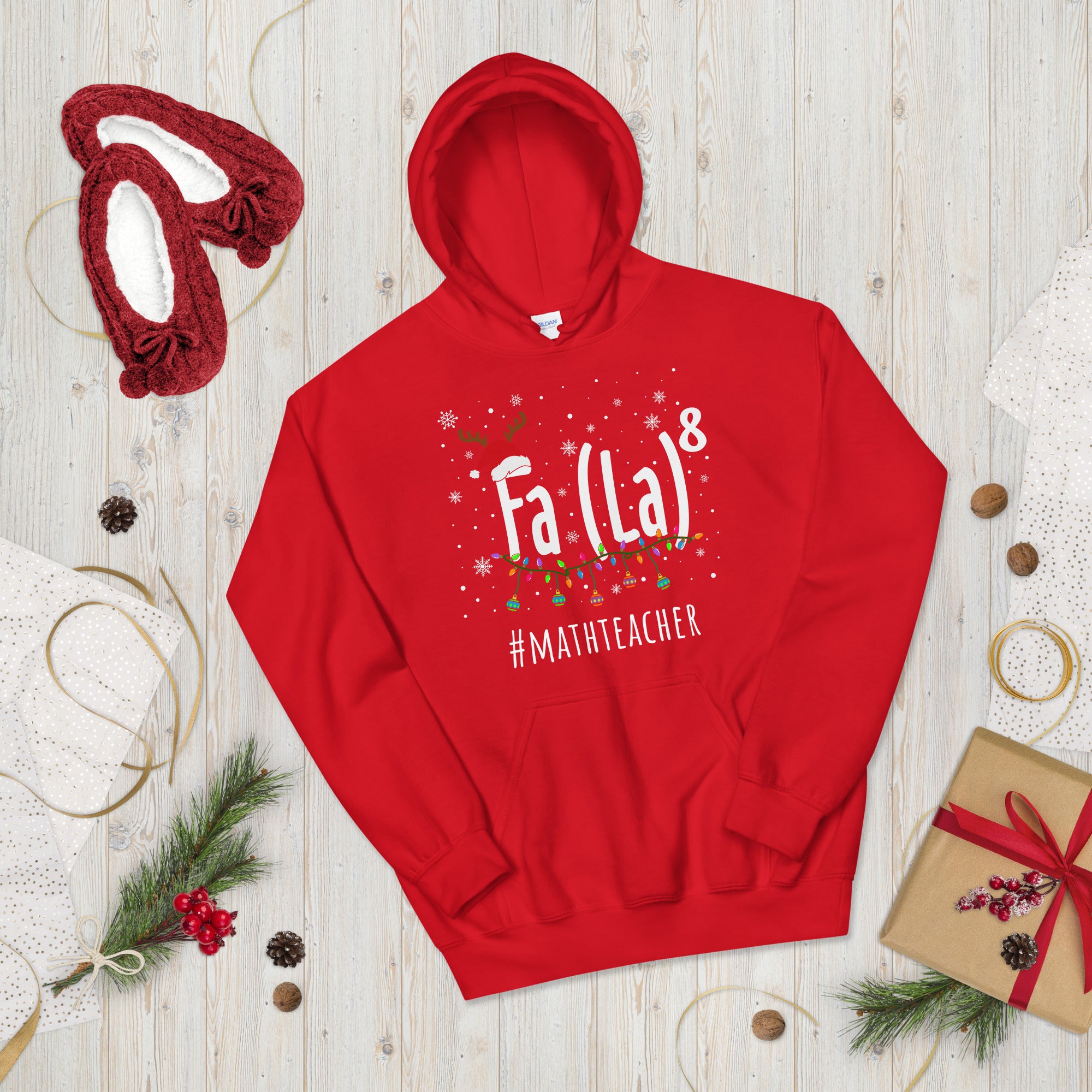 Math Teacher Christmas Hoodie, Fa La Funny Math Hoodie, Fa La 8, Christmas Teacher Gift, Xmas Math Teacher Hoodie, Holiday Apparel - Madeinsea©