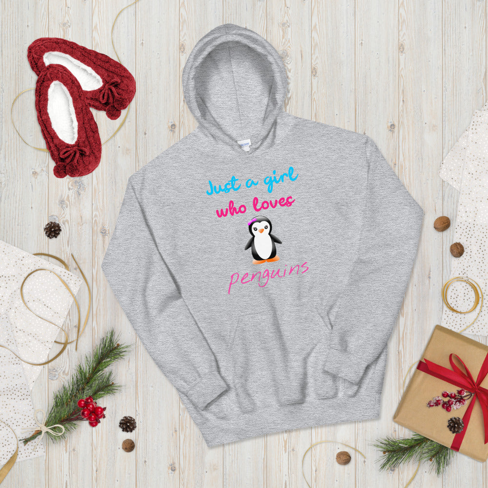 Sudadera con capucha de pingüino, regalo de pingüino, sudadera con capucha Just A Girl Who Loves Penguins, regalo del acuario del zoológico, sudadera con capucha amante de los pingüinos, sudadera con capucha de pingüino para mujer