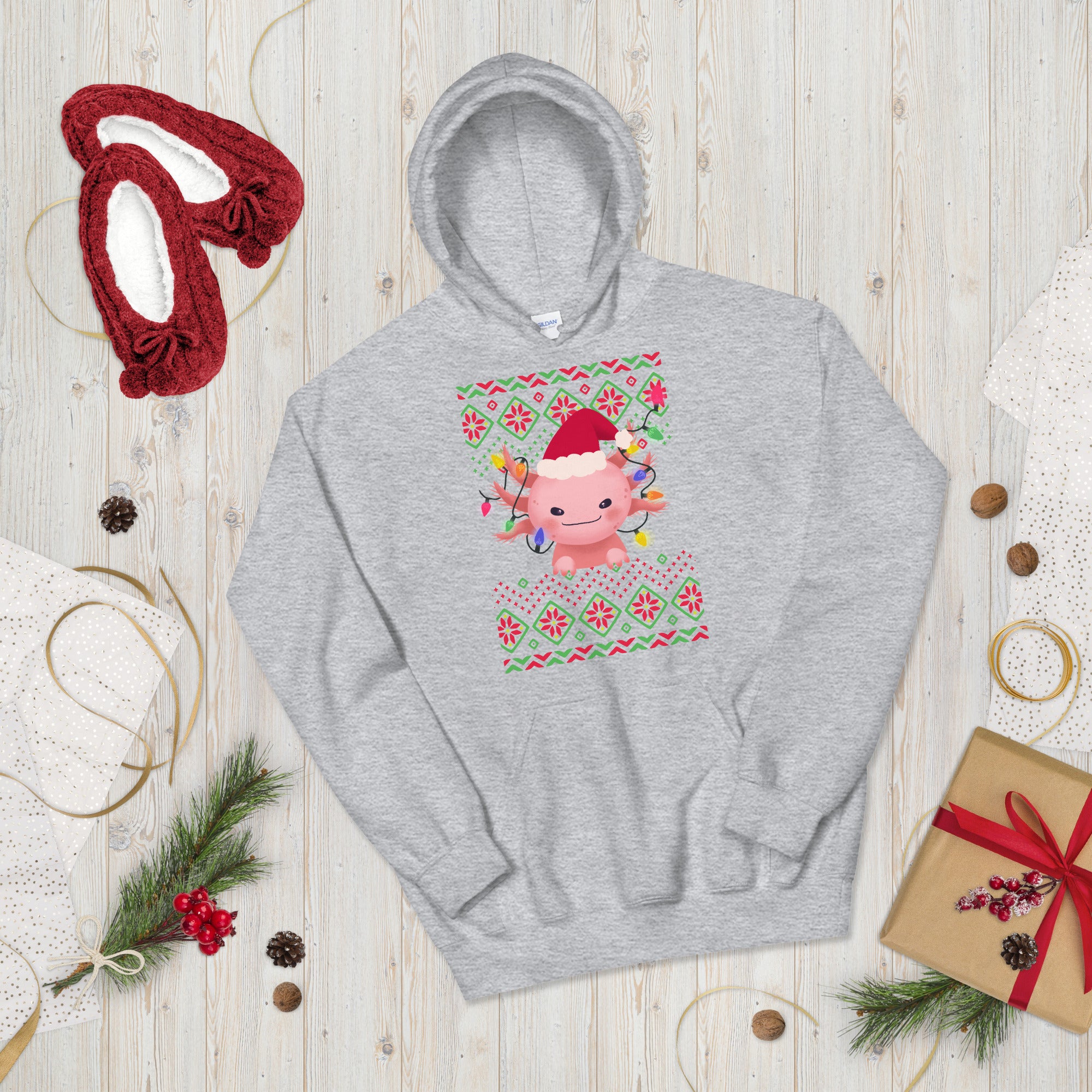 Axolotl Christmas Hoodie, Merry Axolotlmas Hoodie, Funny Axolotl Hoodie, Christmas Hoodie, Xmas Axolotl gift, Axolotl Lovers Gift - Madeinsea©