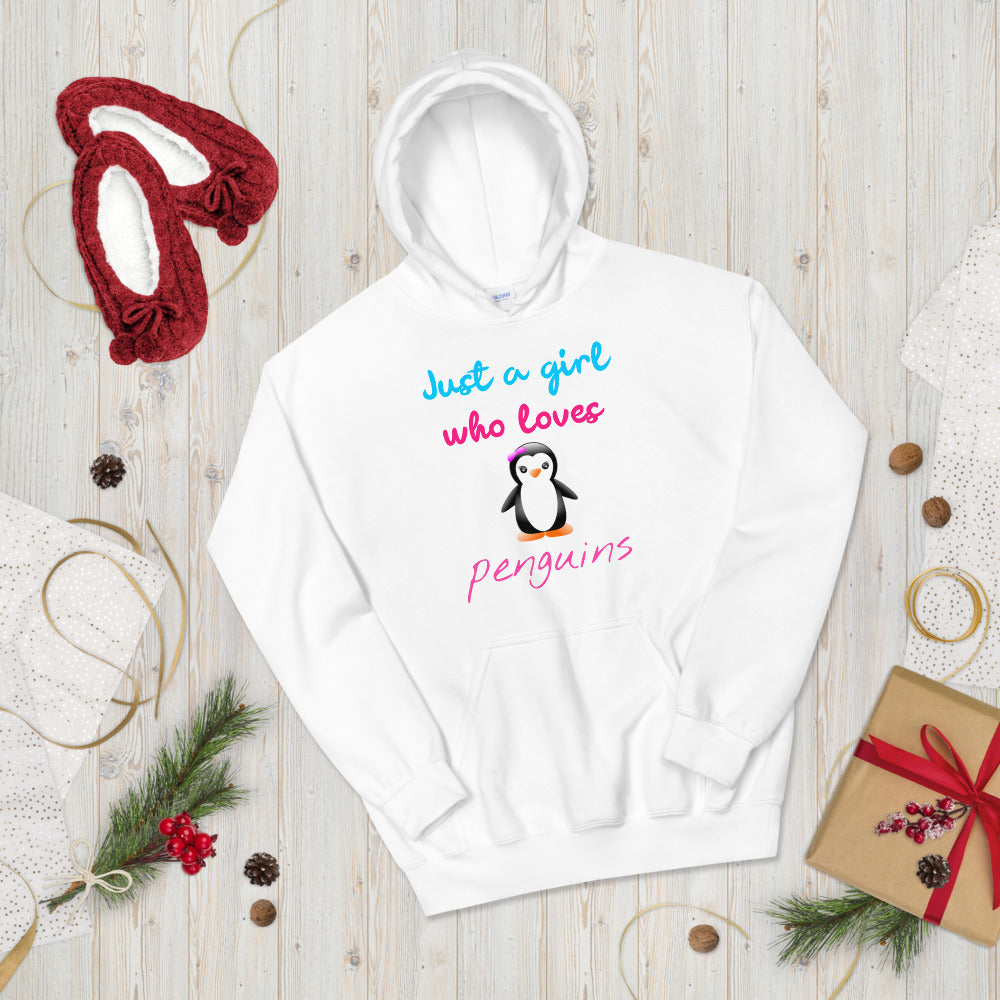 Sudadera con capucha de pingüino, regalo de pingüino, sudadera con capucha Just A Girl Who Loves Penguins, regalo del acuario del zoológico, sudadera con capucha amante de los pingüinos, sudadera con capucha de pingüino para mujer