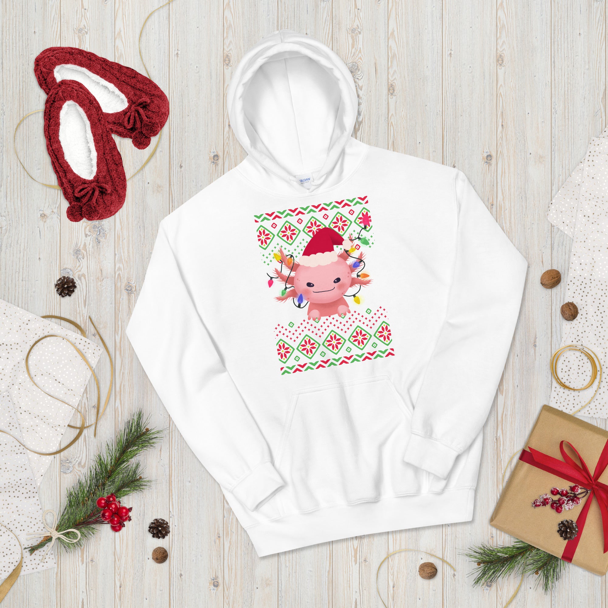 Axolotl Christmas Hoodie, Merry Axolotlmas Hoodie, Funny Axolotl Hoodie, Christmas Hoodie, Xmas Axolotl gift, Axolotl Lovers Gift - Madeinsea©