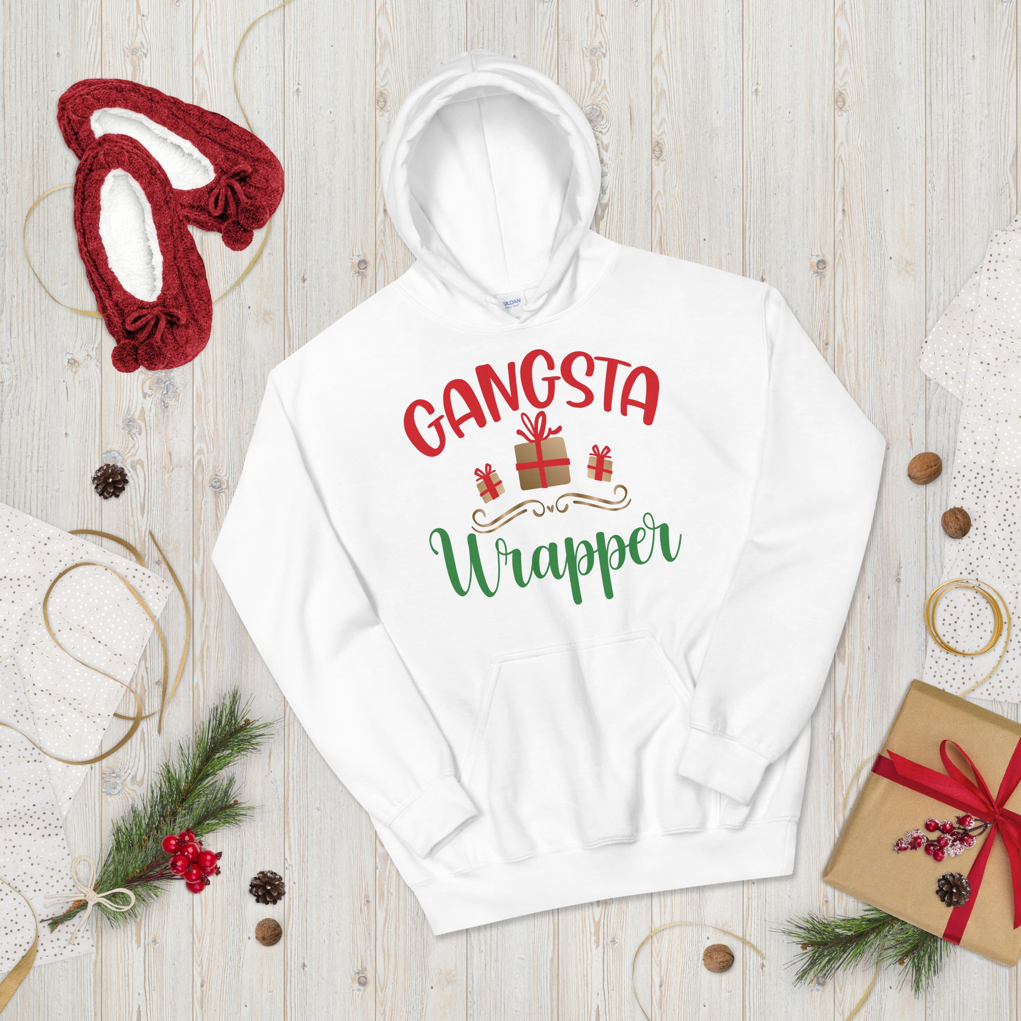 Gangsta Wrapper Hoodie, Christmas Gift, Cute Christmas Hoodie, Christmas Hoodie, Couple Christmas Hoodie, Funny Christmas Hoodie - Madeinsea©