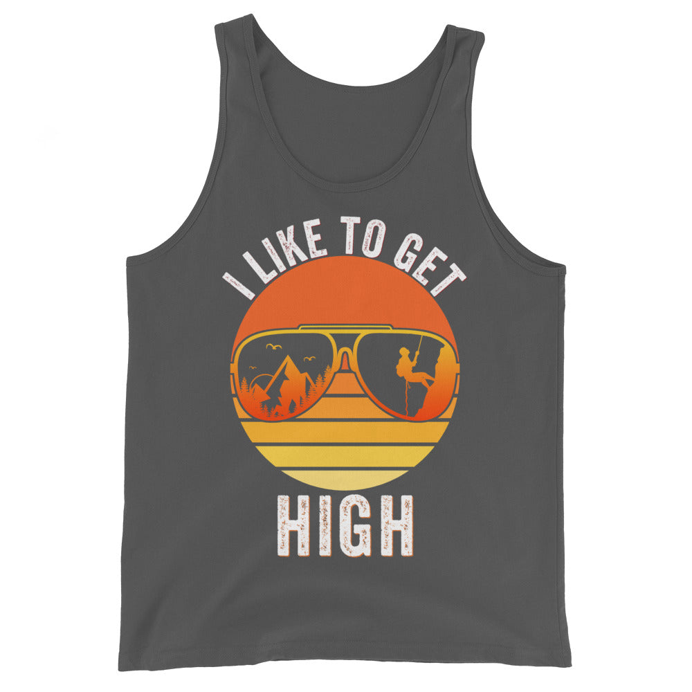 I Like To Get High Tank Top, Rock climbing tank top, Bouldering Walls Climbing Vintage Retro tank top, Gift For Climber Bolder Boulder - Madeinsea©