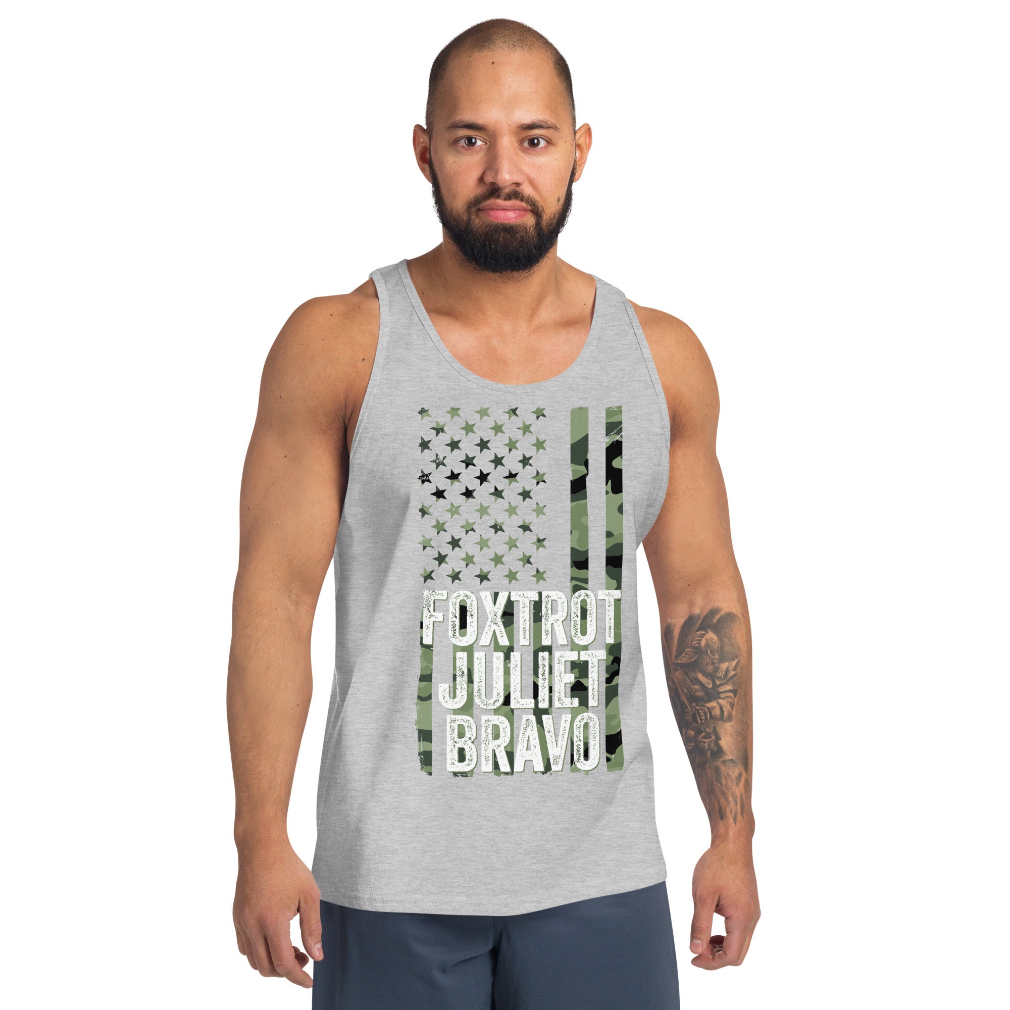 FJB Tank Top, FJB, Fjb Pro America Tank Top, Foxtrot Juliet Bravo, Military Alphabet Code Camo Pro America Shirt FJB, Anti Biden Top - Madeinsea©