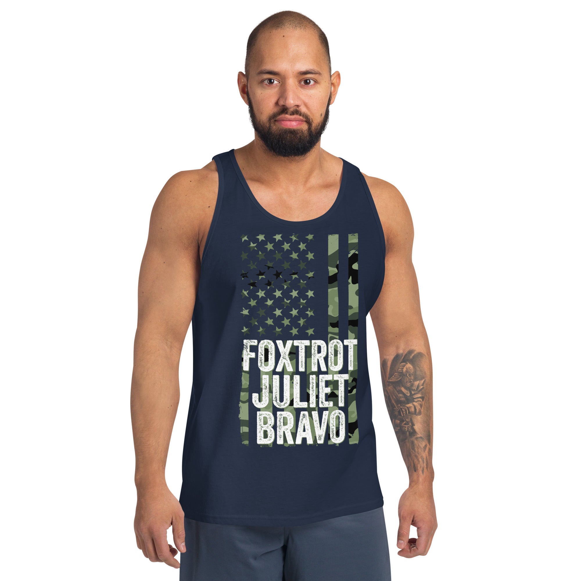 FJB Tank Top, FJB, Fjb Pro America Tank Top, Foxtrot Juliet Bravo, Military Alphabet Code Camo Pro America Shirt FJB, Anti Biden Top - Madeinsea©