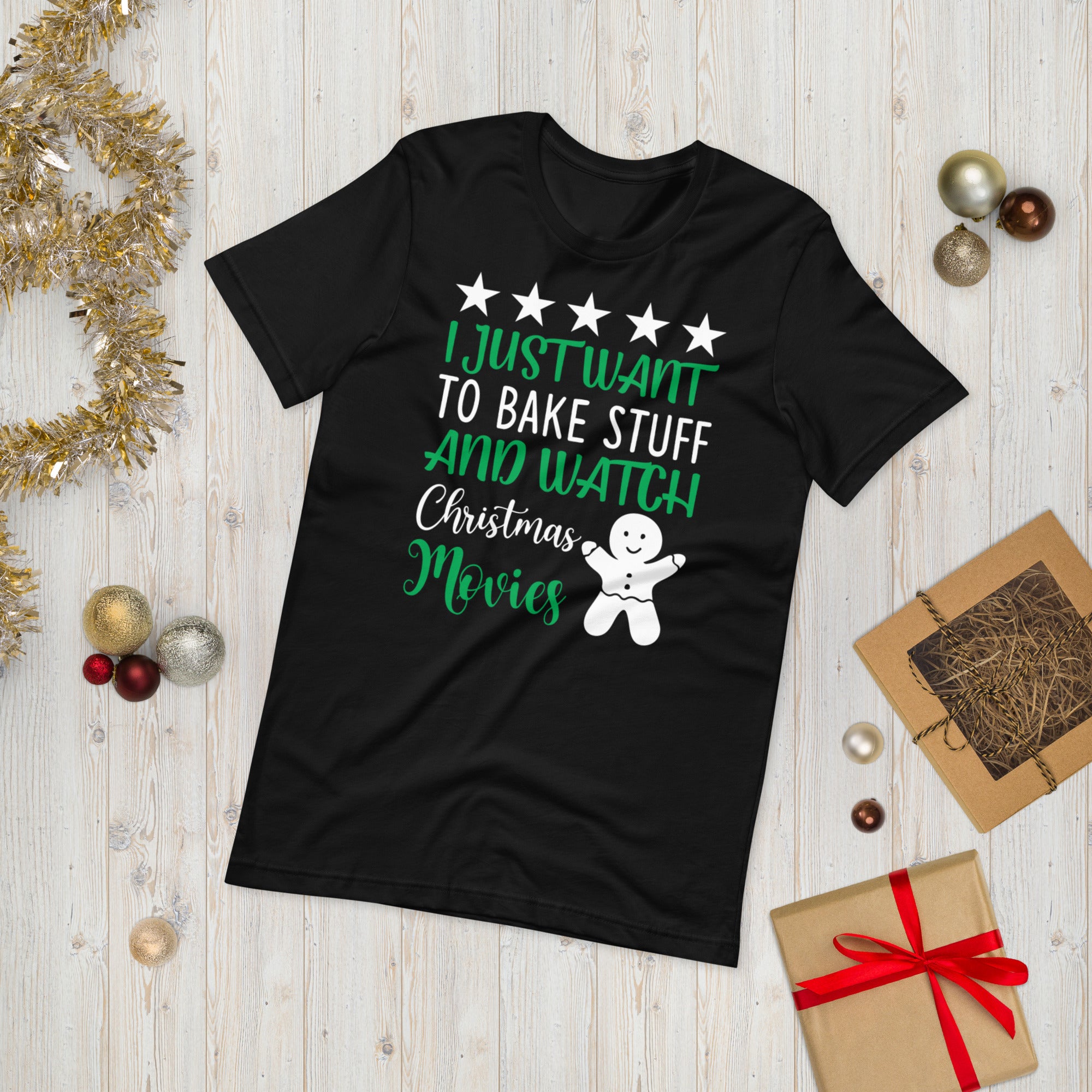 I Just Want To Bake Stuff and Watch Christmas Movies Shirt, Baking Xmas Shirt, Baker Shirt, Christmas Shirt, Christmas Cookies, Movie Shirt - Madeinsea©