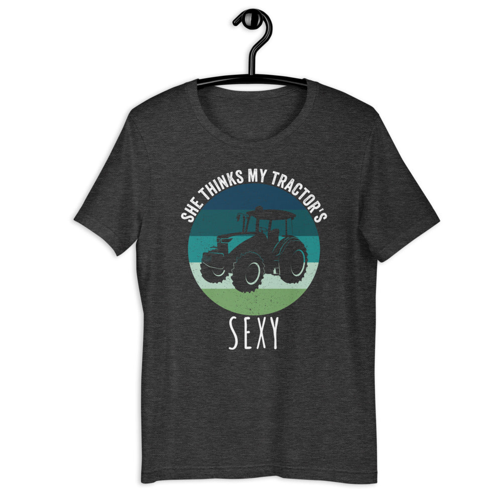 She Think&#39;s My Tractor&#39;s Sexy Funny Farming Funny Farmer Gift Tractor Driver Shirt - Madeinsea©