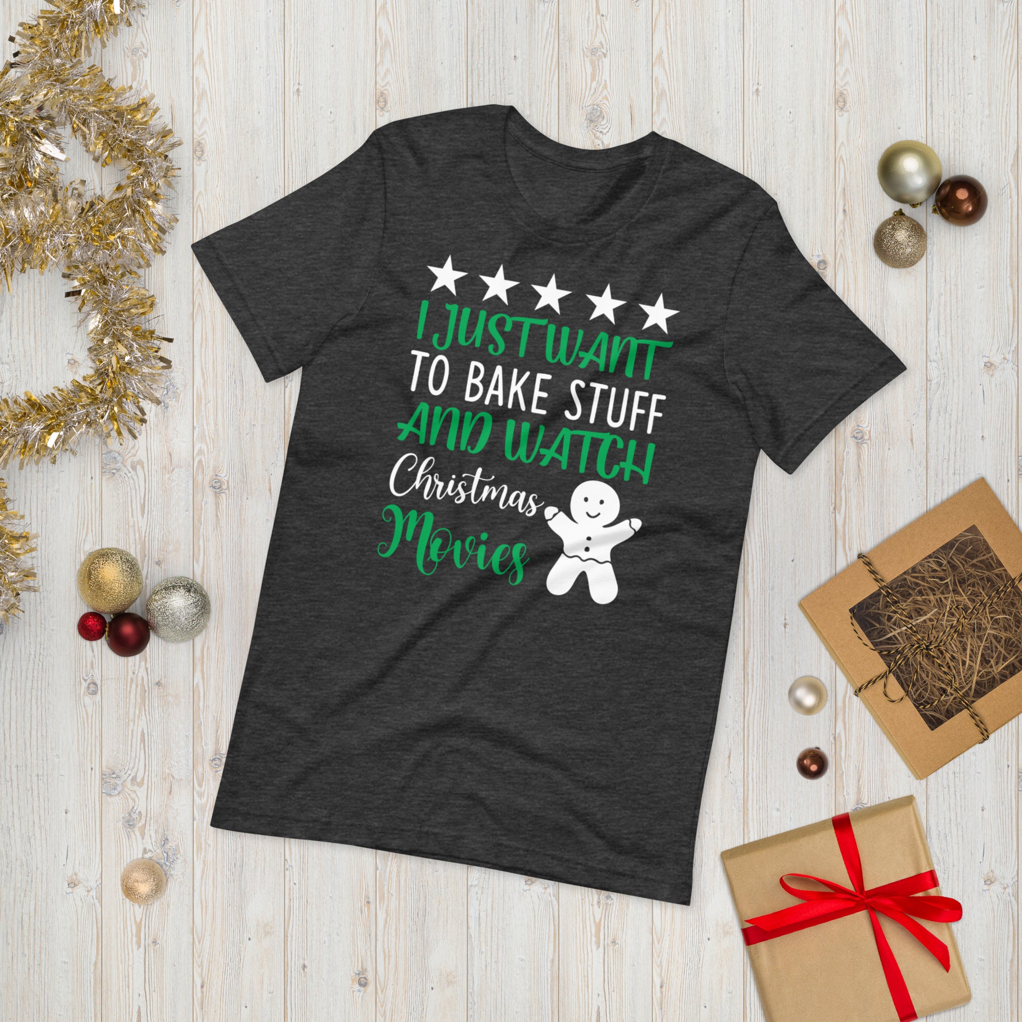 I Just Want To Bake Stuff and Watch Christmas Movies Shirt, Baking Xmas Shirt, Baker Shirt, Christmas Shirt, Christmas Cookies, Movie Shirt - Madeinsea©