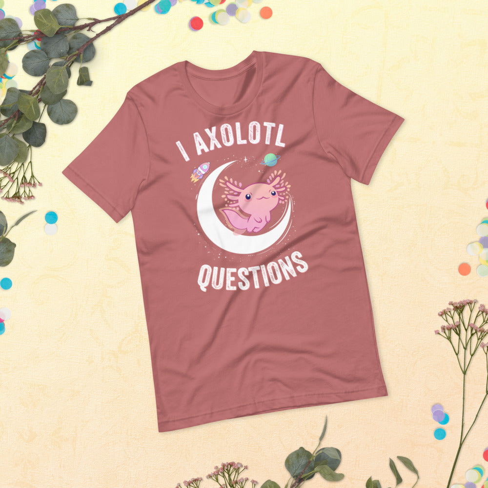 I axolotl questions, Axolotl Fish Shirt, Axolotl Lover Gift, Cute Axolotl Shirt, Axolotl T Shirt, Animal Lover Shirt, Mexican walking fish