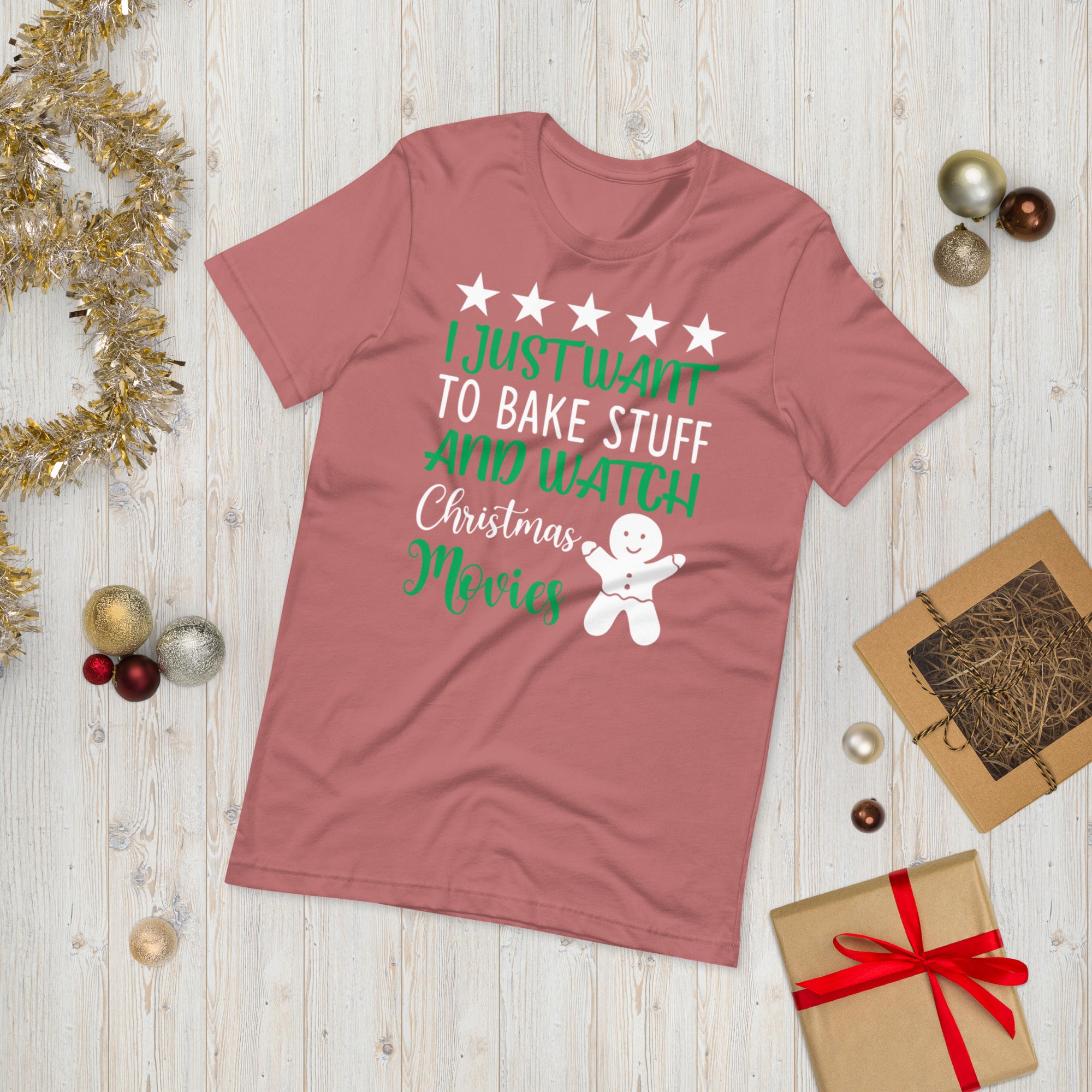 I Just Want To Bake Stuff and Watch Christmas Movies Shirt, Baking Xmas Shirt, Baker Shirt, Christmas Shirt, Christmas Cookies, Movie Shirt - Madeinsea©