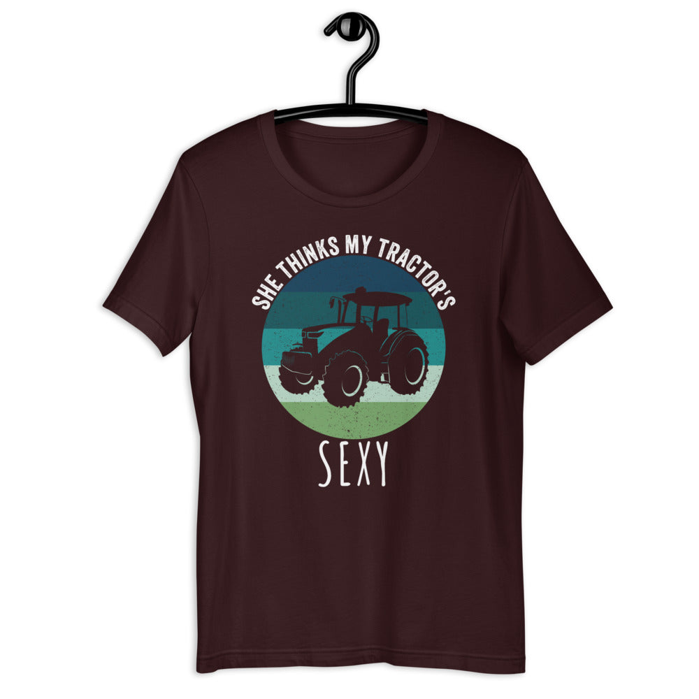 She Think&#39;s My Tractor&#39;s Sexy Funny Farming Funny Farmer Gift Tractor Driver Shirt - Madeinsea©