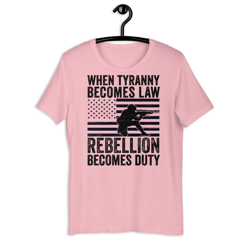 When Tyranny Becomes Law Rebellion Becomes Duty Shirt, US Flag, Gun Shirt, Thomas Jefferson Quote, American Patriot, Army Shirt, Army Flag - Madeinsea©