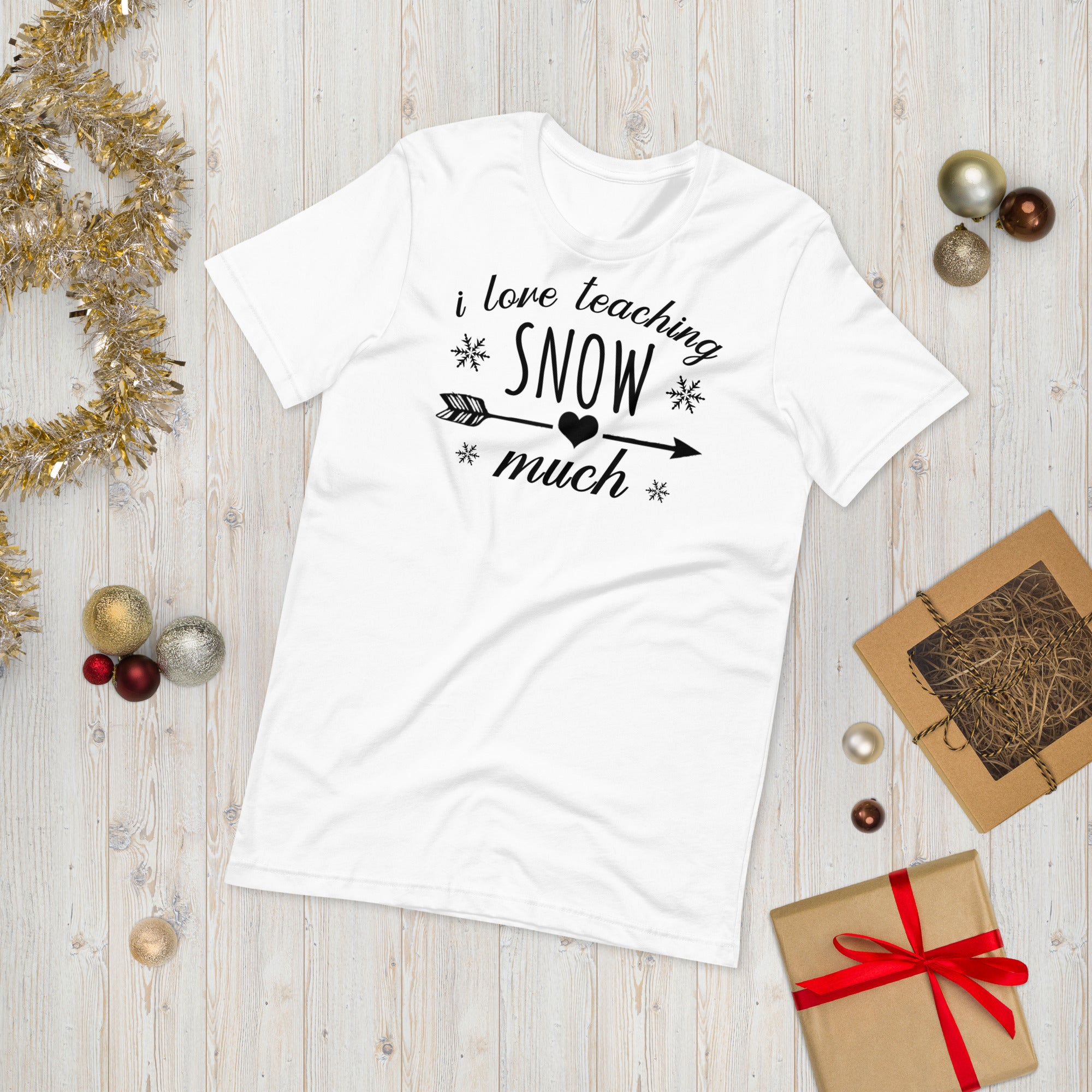 T-shirt « J'aime beaucoup enseigner la neige », t-shirt pour enseignant, t-shirt de Noël pour enseignants, t-shirt d'hiver amusant pour enseignants, t-shirt pour enseignant de jour de neige