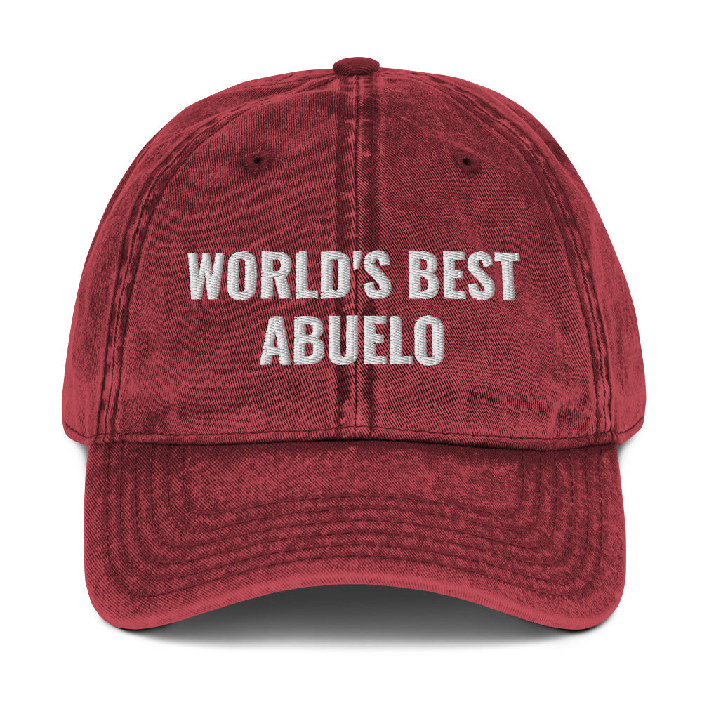 World&#39;s best abuelo - Gifts for grandpa, gifts for him, dad hat, father&#39;s day gift, Vintage Cotton Twill Cap
