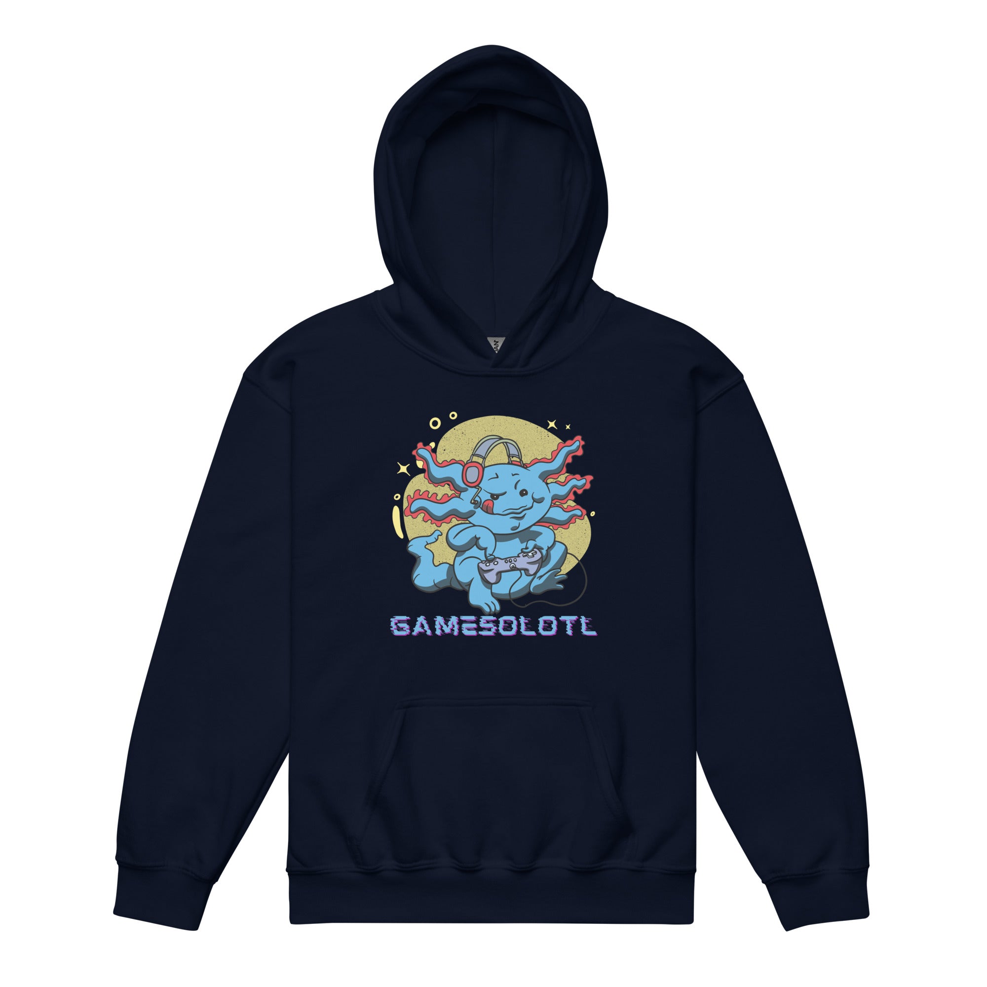 Gamesolotl Youth Heavy Blend Hoodie, Gamesolotl Kids Shirt, Games-o-Lotl Gaming Lizard, Video Games Funny Kids Sweater, Axolotl Boys Girls - Madeinsea©