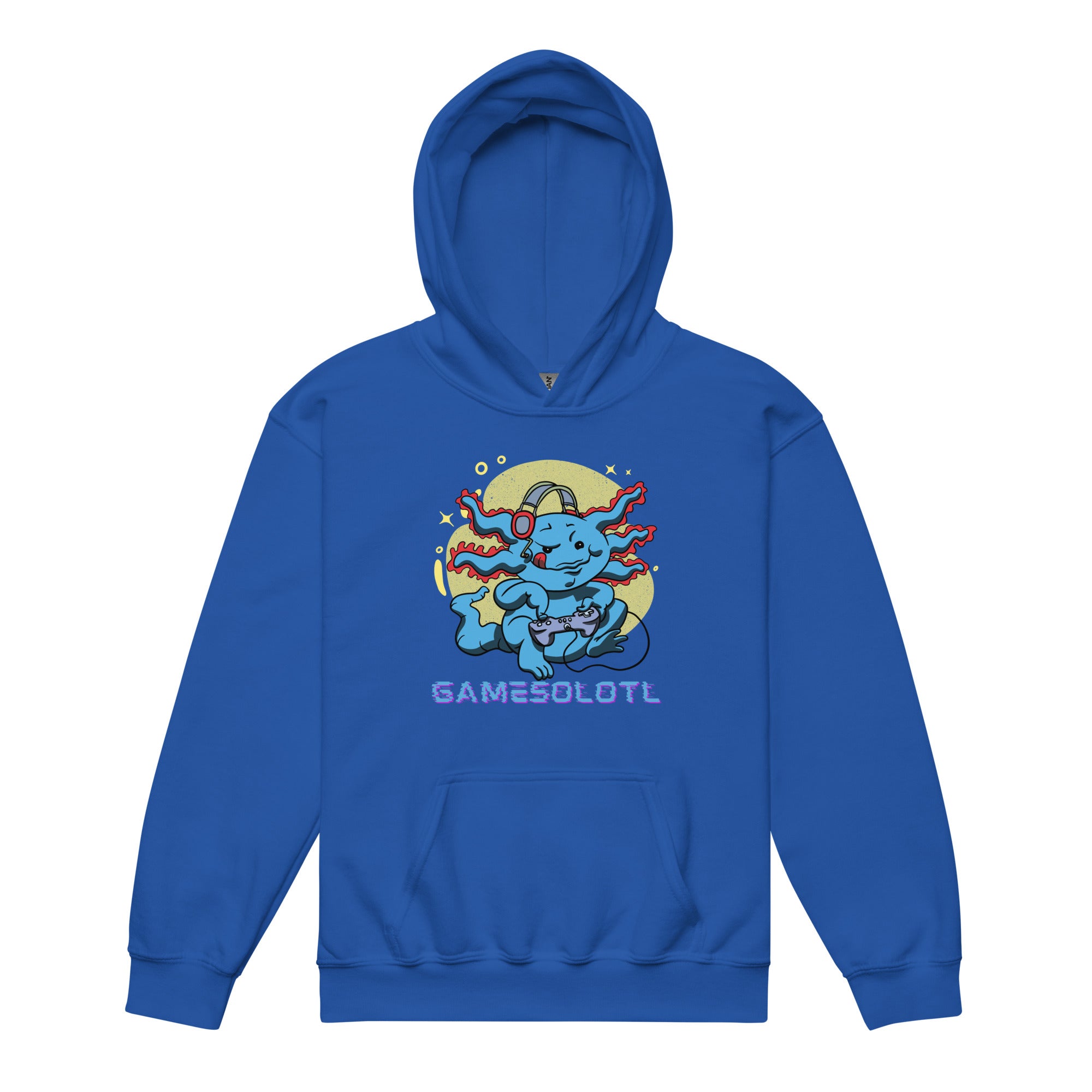 Gamesolotl Youth Heavy Blend Hoodie, Gamesolotl Kids Shirt, Games-o-Lotl Gaming Lizard, Video Games Funny Kids Sweater, Axolotl Boys Girls - Madeinsea©