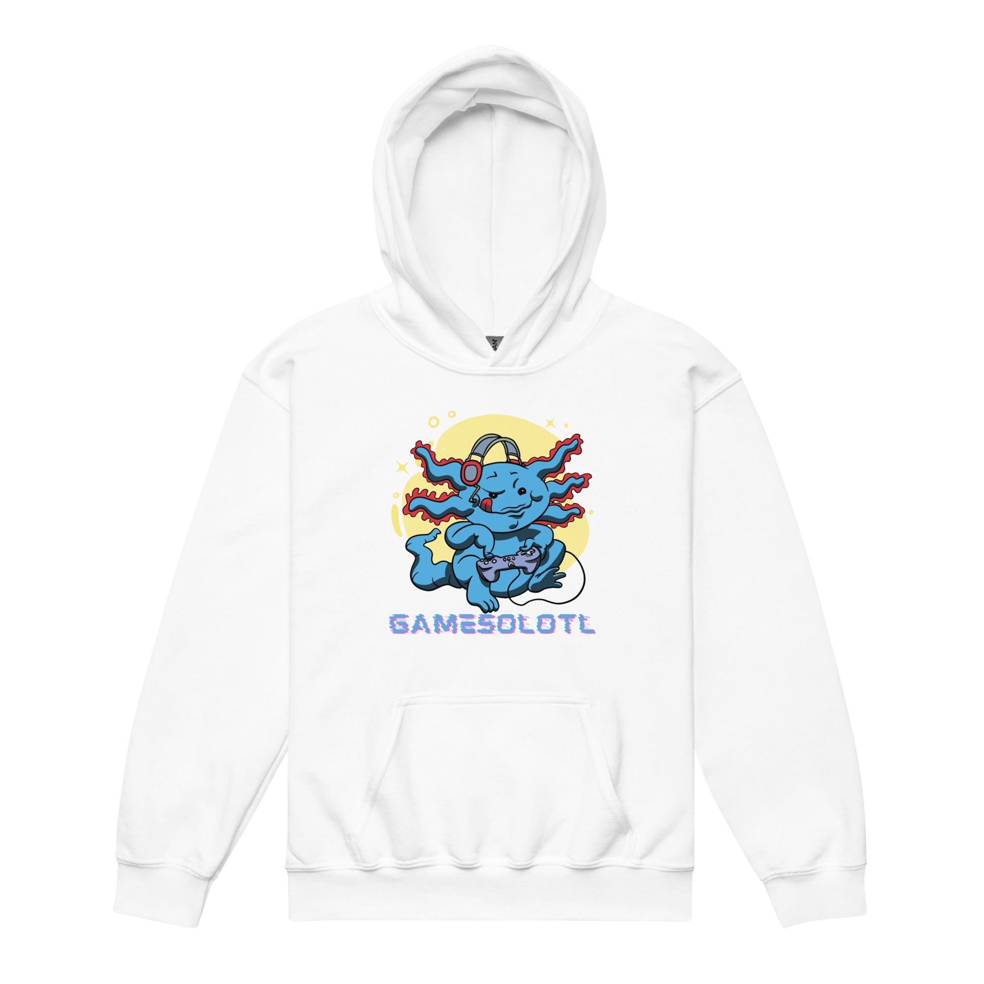 Gamesolotl Youth Heavy Blend Hoodie, Gamesolotl Kids Shirt, Games-o-Lotl Gaming Lizard, Video Games Funny Kids Sweater, Axolotl Boys Girls - Madeinsea©