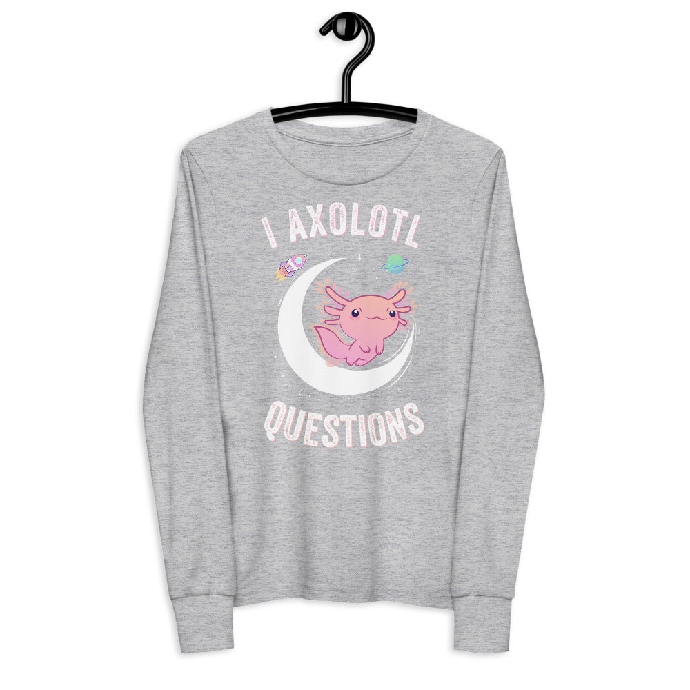 I axolotl questions, Axolotl Fish Kids Shirt, Axolotl Lover Gift, Cute Axolotl Shirt, Axolotl Youth long sleeve tee, Animal Lover Shirt - Madeinsea©