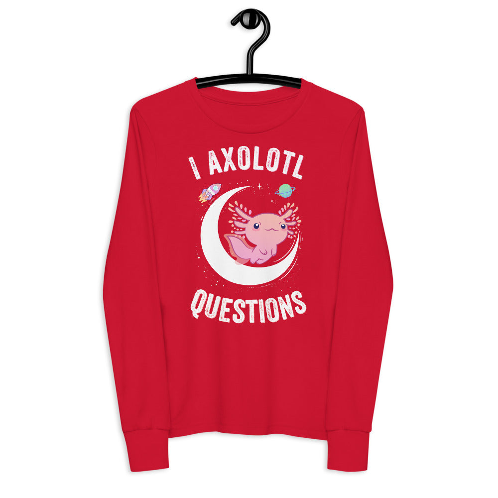 I axolotl questions, Axolotl Fish Kids Shirt, Axolotl Lover Gift, Cute Axolotl Shirt, Axolotl Youth long sleeve tee, Animal Lover Shirt - Madeinsea©