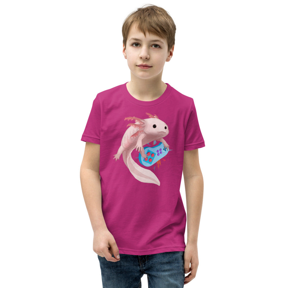 Axolotl Playing Video Games Kid&#39;s Shirt, Axolotl Fish Kids Shirt, Axolotl Lover Gift, Axolotl Kids Shirt, Axolotl Gaming Kids TShirt - Madeinsea©