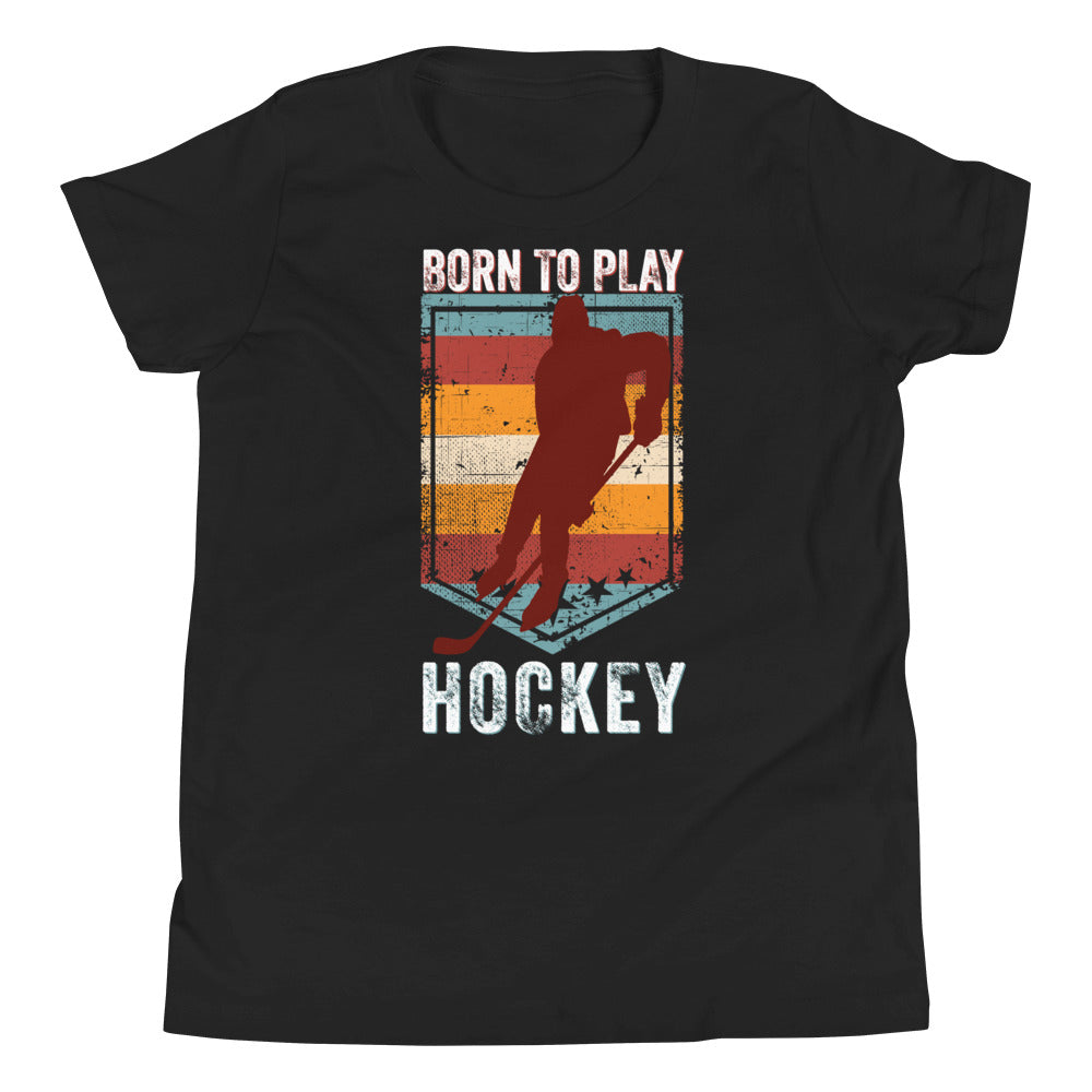 Nacido para jugar hockey camiseta para niños, camisa de hockey para niños, jugador de hockey, regalos de hockey, camisa de hockey divertida, camiseta juvenil de hockey sobre hielo, hockey sobre hielo