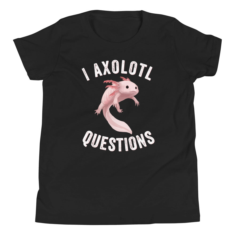 Tengo preguntas sobre ajolote, camisa juvenil de pez Axolotl, regalo para amantes de Axolotl, camisa linda para niños Axolotl, camisa para niños Axolotl, camisa para niños amantes de los animales