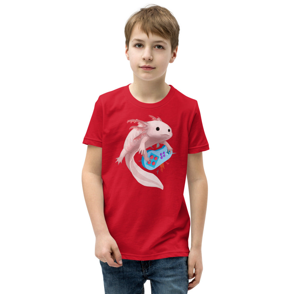 Axolotl Playing Video Games Kid&#39;s Shirt, Axolotl Fish Kids Shirt, Axolotl Lover Gift, Axolotl Kids Shirt, Axolotl Gaming Kids TShirt - Madeinsea©