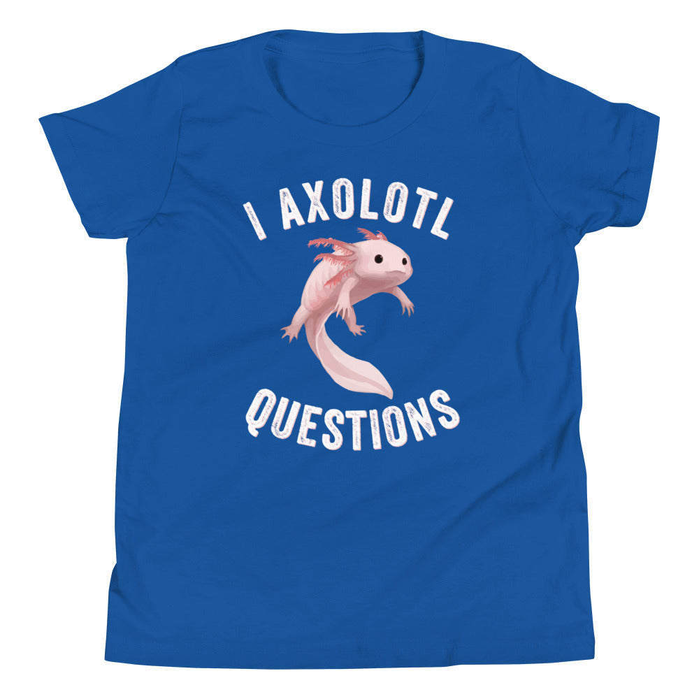 I axolotl questions, Axolotl Fish Youth Shirt, Axolotl Lover Gift, Cute Axolotl Kids Shirt, Axolotl Kids Shirt, Animal Lover kids shirt