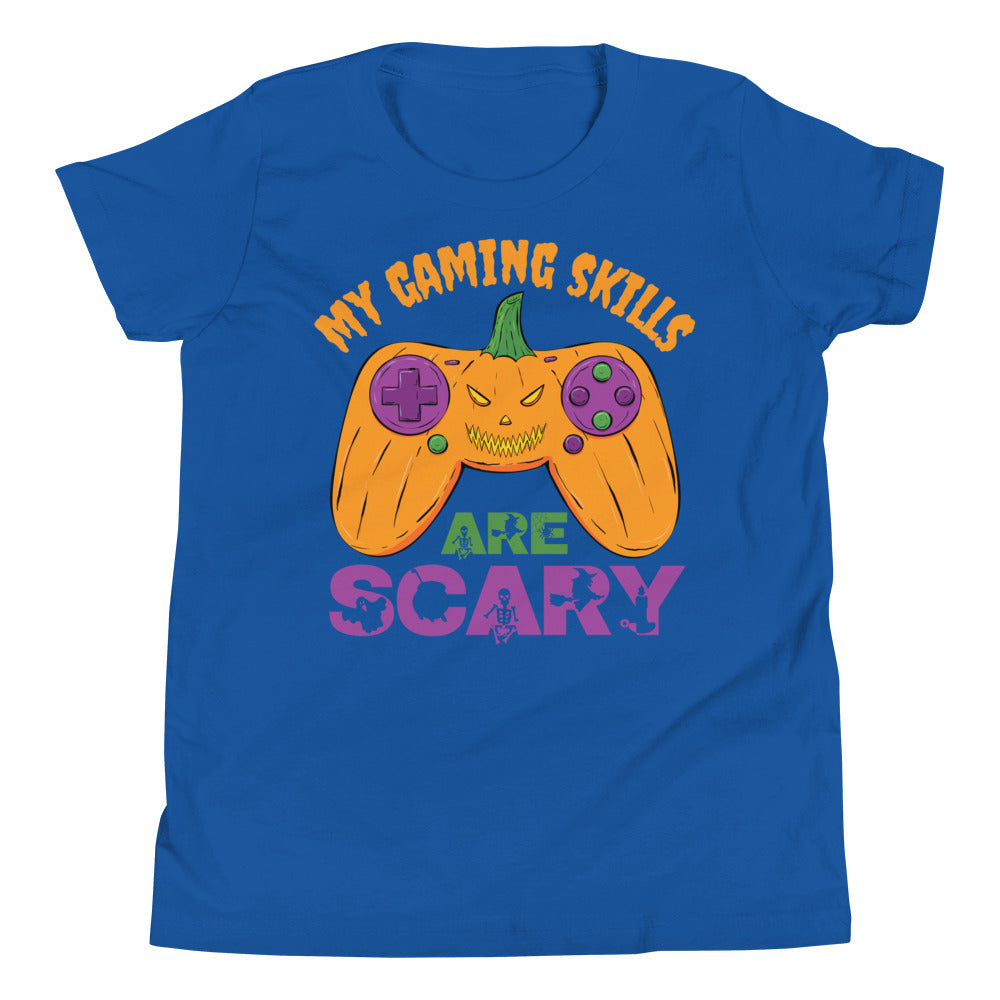 My Gaming Skills Are Scary, Funny Halloween Boys Girls Gaming Shirt, Pumpkin Video Gamer Controller Shirt, Halloween Gamer Costume T Shirt