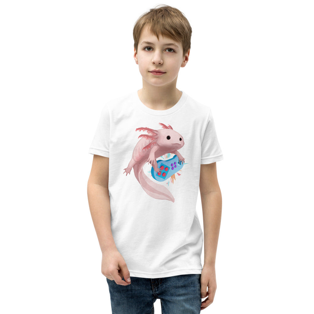 Axolotl Playing Video Games Kid&#39;s Shirt, Axolotl Fish Kids Shirt, Axolotl Lover Gift, Axolotl Kids Shirt, Axolotl Gaming Kids TShirt - Madeinsea©