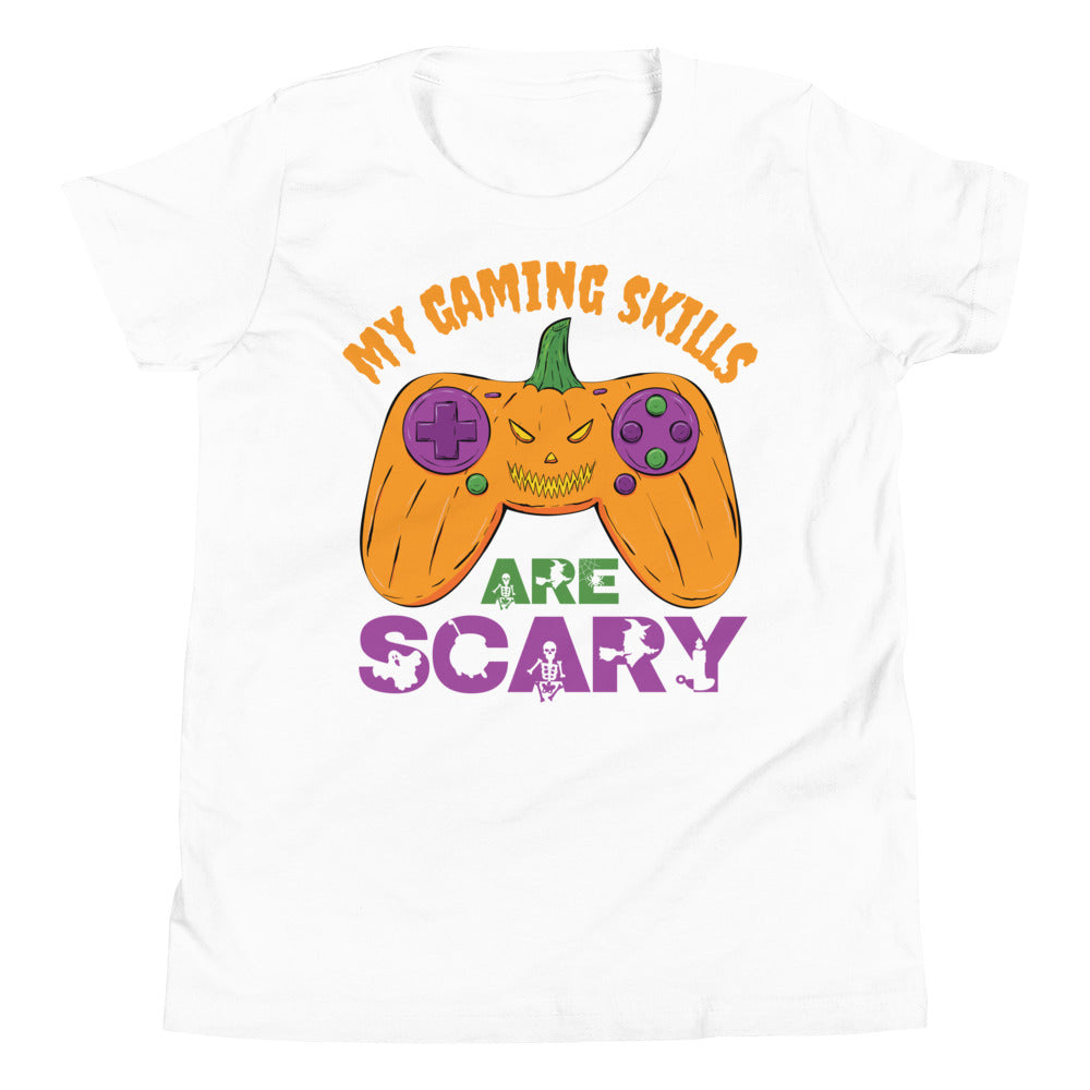 My Gaming Skills Are Scary, Funny Halloween Boys Girls Gaming Shirt, Pumpkin Video Gamer Controller Shirt, Halloween Gamer Costume T Shirt